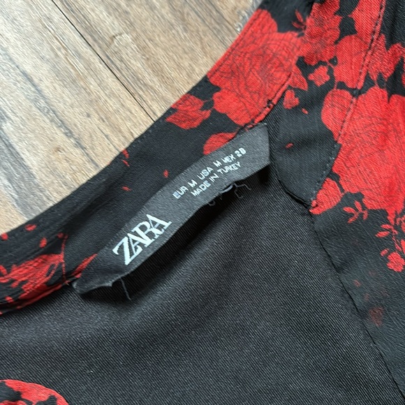 Zara Red/Black Floral LongSleeved Dress - Picture 4 of 6